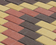 Фото укладки тротуарной плитки из трех цветов Волна